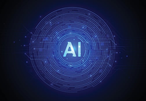 Artificial intelligence circle on board in futuristic concept technology artwork. Communication and data network vector
