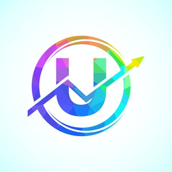 Initial alphabet U logo design incorporated with the arrow. Financial or success logo concept. Logo for accounting business and company identity vector