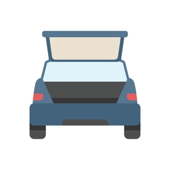 Blue car with open trunk, ready for loading luggage vector