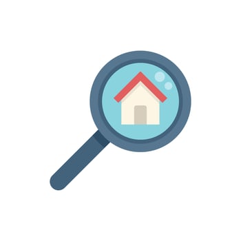 Magnifying glass searching for a house icon vector