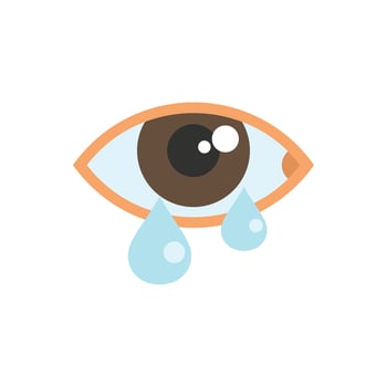 Brown eye crying with two teardrops falling illustration vector