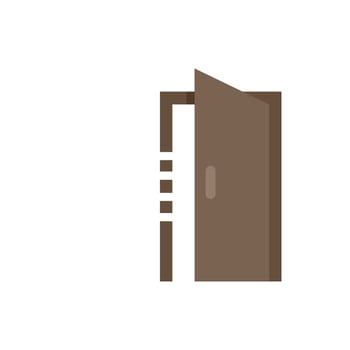 Brown door opening to the right representing new opportunities vector