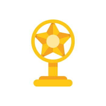Golden award trophy standing on podium with star shape design vector