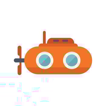 Orange submarine exploring the depths of the ocean vector