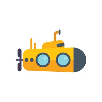 Yellow submarine exploring the ocean depths icon illustration vector