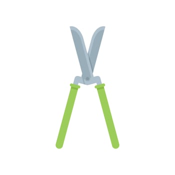 Gardening secateurs with green handles for cutting branches vector