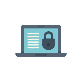 Laptop showing security padlock icon on screen vector