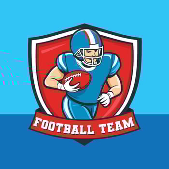 an American Football Running logo illustration, Rugby football logo design vector