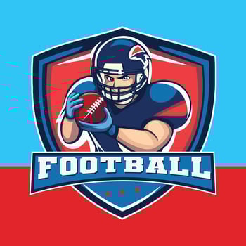 shield logo illustration for american footbal, football logo design vector