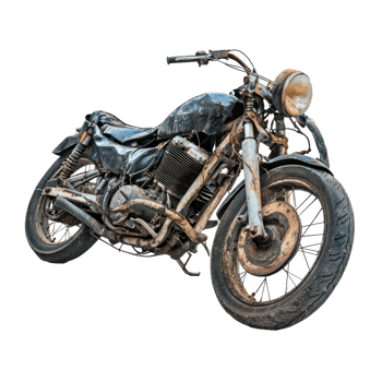 Broken motorbike isolate on transparency background png
