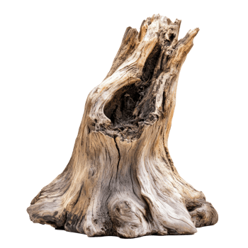 Dead driftwood tree stump isolate on transparency background png