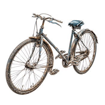 Broken bike front view isolate on transparency background png