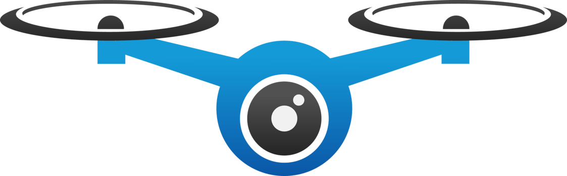 A blue and black drone flying in the air png