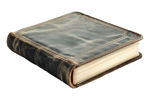Gray leather notebook isolated on transparent background. png