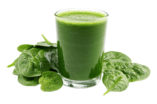 Glass of spinach juice isolated on transparent background. png