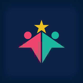 Rising star form, Star touching logo. Growth, development and a stellar team. vector
