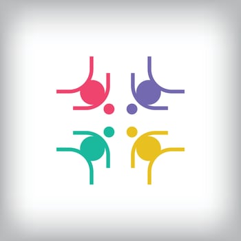 Colorful linear pregnant people, labor stage logo. Healthcare, clinic and hospital sectors. vector