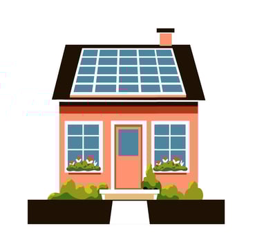 House with solar panels vector