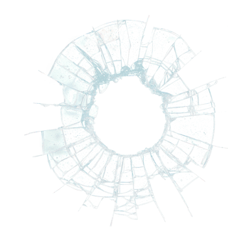 bullet hole on glass on transparency background png