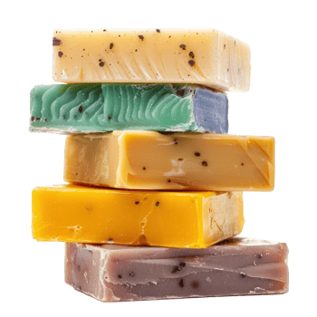 Stack of body wash soap side view isolate on transparency background png