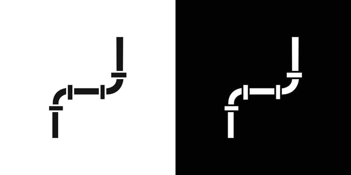 Plumber repairing pipe icon Flat line illustration vector