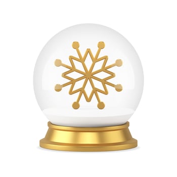 Premium snowflake golden slim frozen ornamental crystal in magic ball realistic 3d icon vector