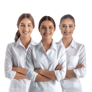 Group of Smiling female receptionist welcome isolate on transparency background png