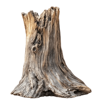 Dead driftwood tree stump side view isolate on transparency background png