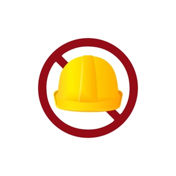 Ban helmet icon. Forbidden safety sign. vector