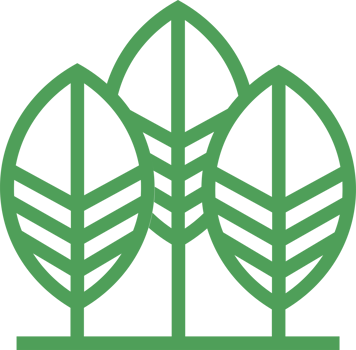 A green logo with three leaves png