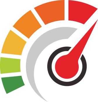 A colorful meter with a red, green and orange arrow png