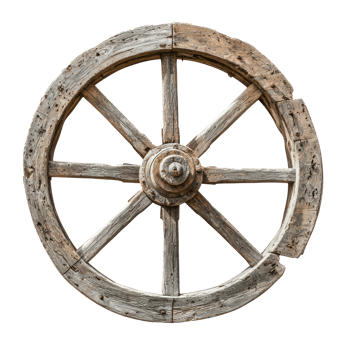 Old wagon wheel isolate on transparency background png