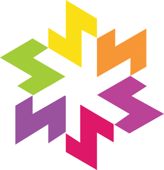 A colorful logo with a star in the middle png