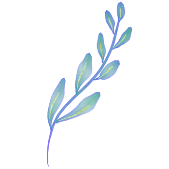 A watercolor blue and green plant with leaves png