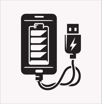 Battery Charging Icon for Smartphones Silhouette vector