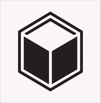 Modern Isometric Cube Silhouette Icon on White Background vector