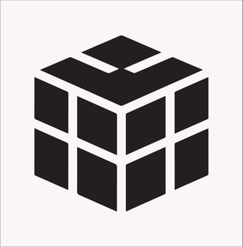 Classic Isometric Cube Silhouette Icon on Plain White Background vector