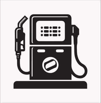 Gas Station Pump Icon Silhouette on Plain White Background vector