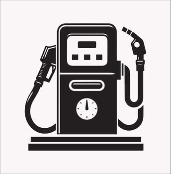 Station Gas Pump Icon Silhouette Graphic on White Background vector