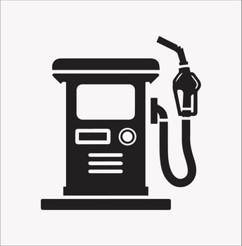 Station Gas Pump Icon Silhouette in Black and White Background vector