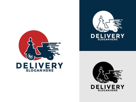 Delivery logo icon. Delivery motorbike or Scooter bike logo design, express free delivery logo vector