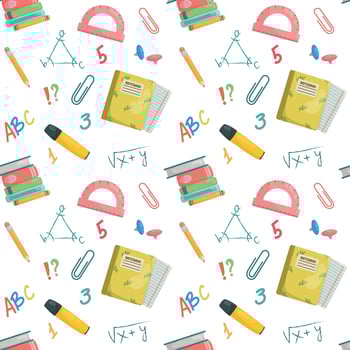 Pattern with school items. vector