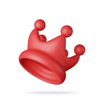 3D red crown icon isolated on white. vector