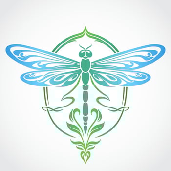 dragonfly ornamental decorative color symbol logo vector