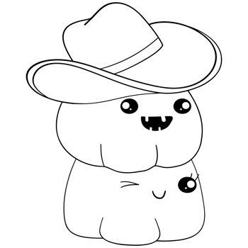 Cute cowboy pumpkin ghost outline perfect for Halloween decor png