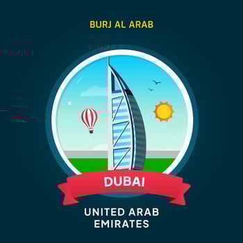 United Arab Emirates Landmark Badge, Burj Al Arab vector