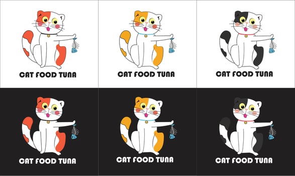 Cat food tuna, Cat logo, pet food logo. vector