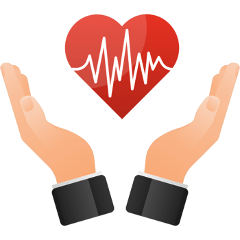 Red heart with heartbeat diagram symbol. illustration png