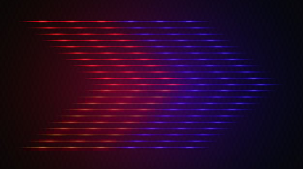 Modern abstract arrows moving at high speed. Technology movement. Colorful dynamic movement. Abstract red and blue neon lines arranged in a zigzag formation on a dark background vector
