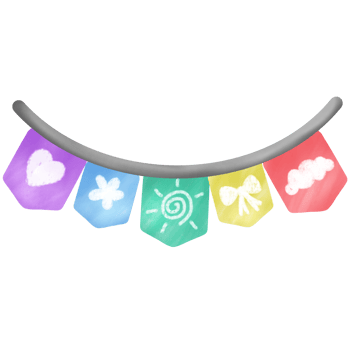 minimal rainbow flag with cute symbols png